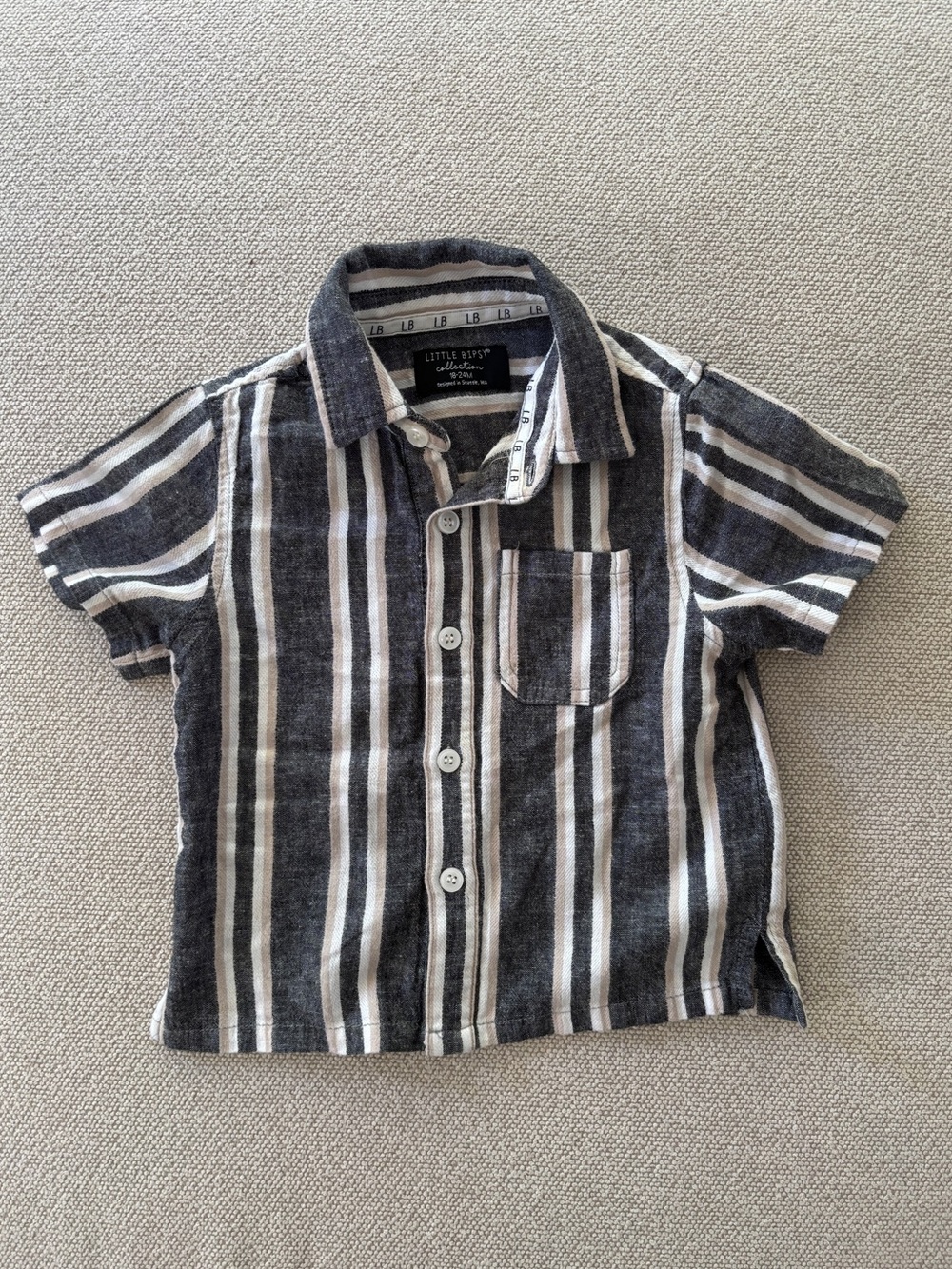 Little Bipsy Short Sleeve Pinstripe Button Down Size 18-24 Months